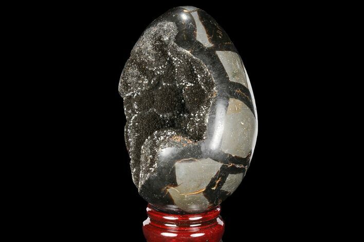 Septarian Dragon Egg Geode - Black Crystals #98829